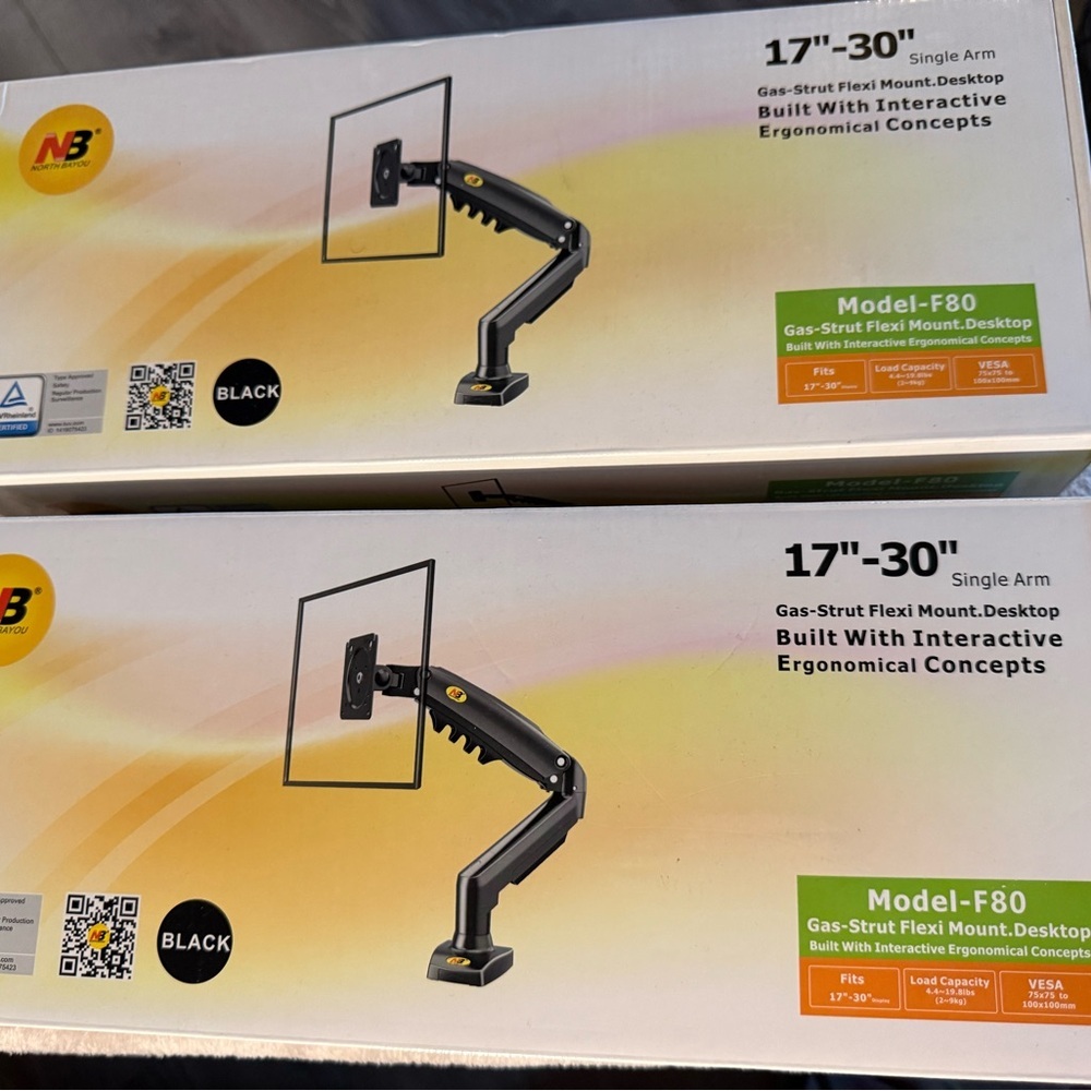 Model-F80 Black Single Arm Monitor Mount
